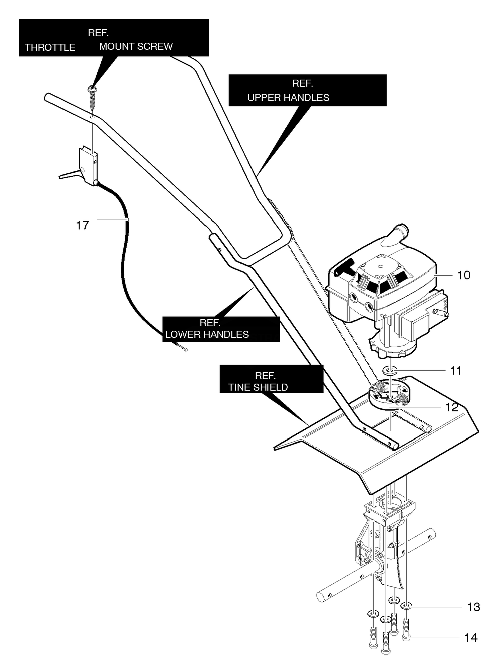 Engine Mount Diagram and Parts List for 11052X4NB 2004 Briggs and Stratton Cultivator